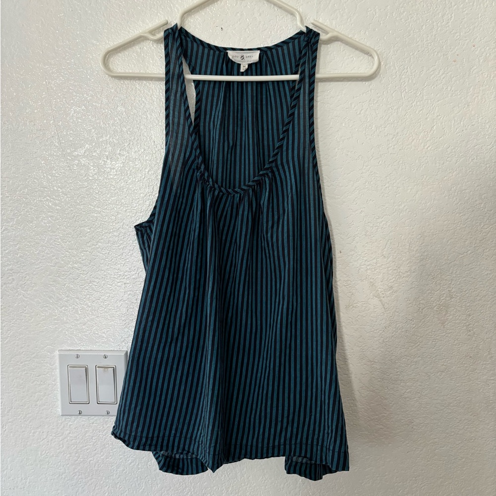 Anthropologie, Lou and Grey tank top blue stripes summer, somewhat sheer